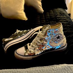 Converse Silver Sequin All Stars S8